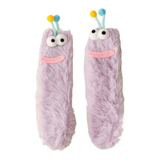 Urocze Puszyste Skarpety Przytulne Ciepłe Miękkie Skarpety z Dużymi Oczami Długowłose Zabawne