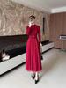 Velvet Plus Size Long Dress with Hollow Lace – Elegant, Slimming, and European-American Style