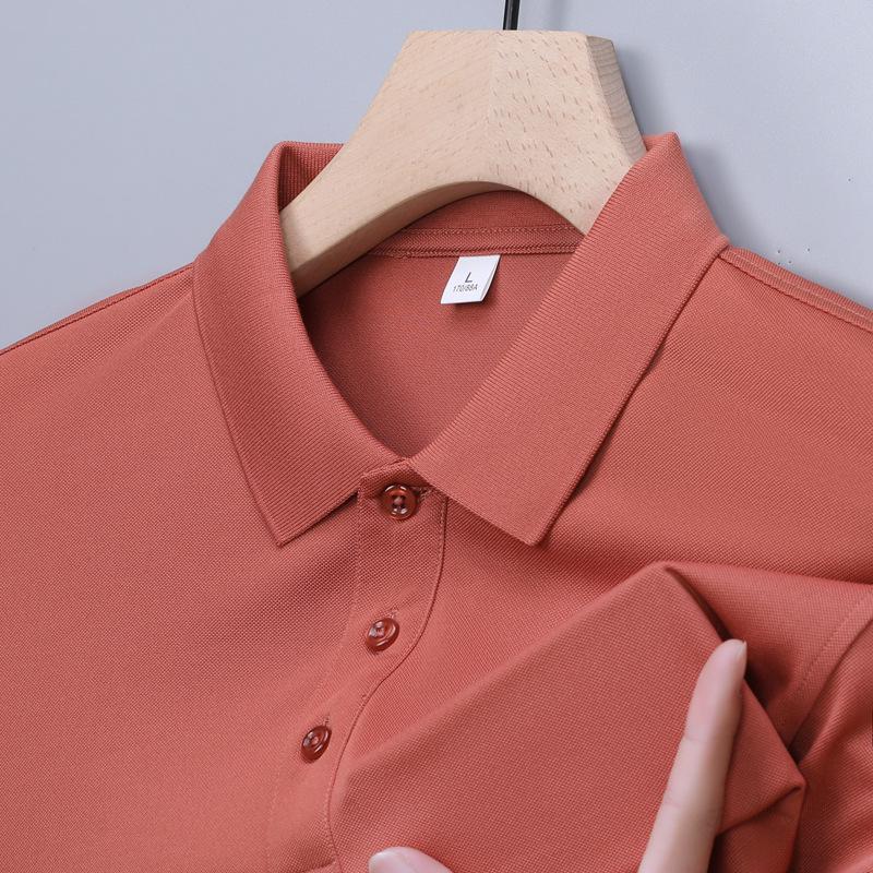 In-Stock Custom Ice Silk Polo Shirt: Short-Sleeved, Turn-Down Collar with Trendy Brand Embroidery and Your Unique Design.