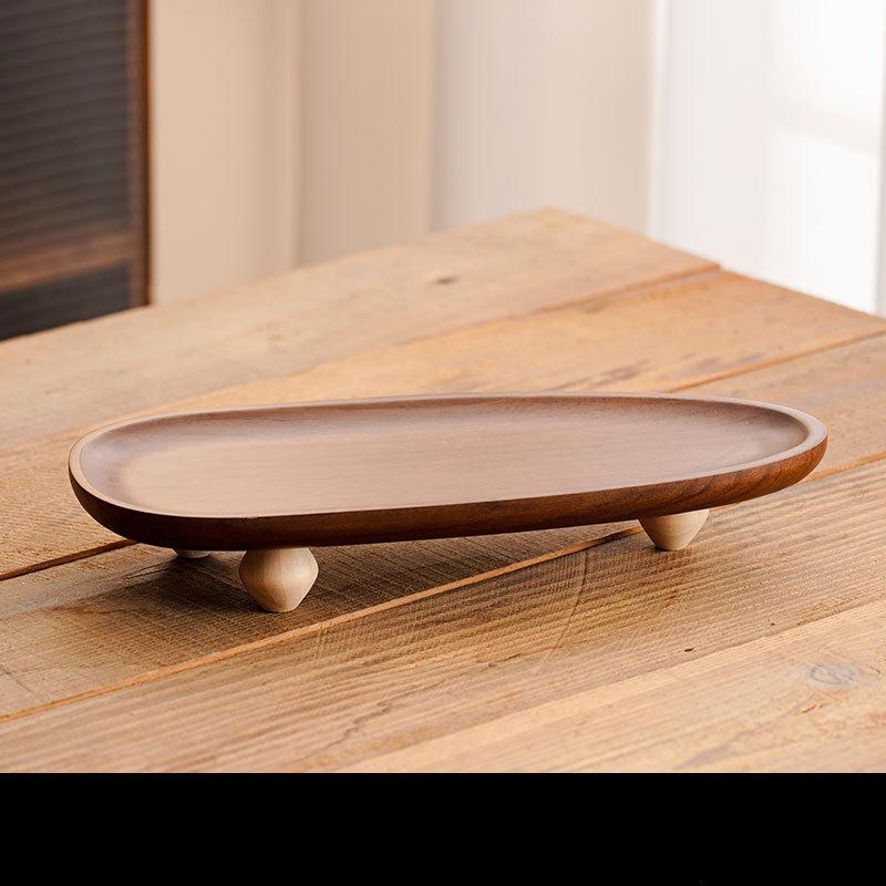 Akazienholz, Tablett, Chinesischer Stil, Holz, Hochbeiniges Tablett, Unregelmäßig, Obsttablett, Dim Sum Tablett, Snackaufbewahrung, Haushaltsaufbewahrungstablett
