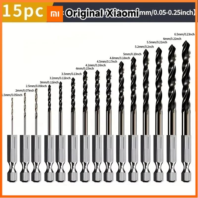 Xiaomi 15PCS HSS M35 Cobalt Coated Twist Drill Bit Set 1.5mm To 6.5mm Drill Bits For Wood Metal Drilling Power Tool Accessories