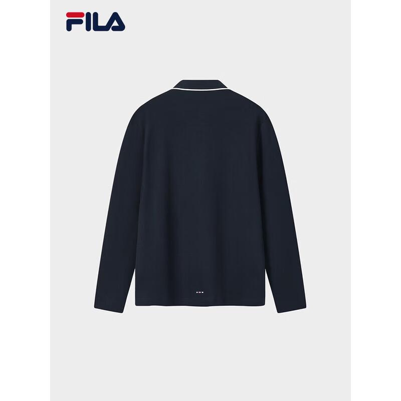 FILA Men's Knitted Long-Sleeve Polo Shirt