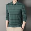 Spring And Autumn High-End Business Casual Polo Shirt For Middle-Aged Men Turn-Down Collar Long Sleeve Striped Versatile T-Shirt For Men