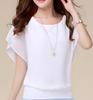 1116 Sommer Neue Mode Damen Kurzarm T-Shirt, Große Größe Damen Skinny Fledermausärmel Chiffon Hemd Lockeres Oberteil