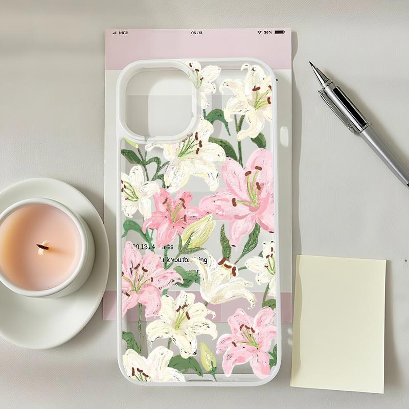 Cute Beautiful Lily Flower Phone Case For iPhone 17 16 15 14 13 12 11 Pro Max Mini X XS 7 Plus Transparent Cover