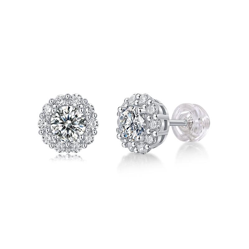S925 Silver Moissanite Stud Earrings New Arrival Livestream Cross-Border Bestseller Drop-Shipped Geometric Light Luxury Style 925 silver