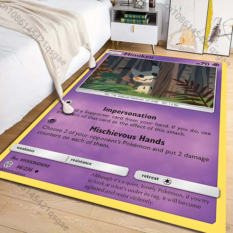 Naujas Produktas Pokémon Mimikyu Kortų Spausdintas Kilimas Svetainei Miegamajam Namų Dekoras Plotinis Kilimas Sofai Prieškambariui Žaidimų Kilimėlis