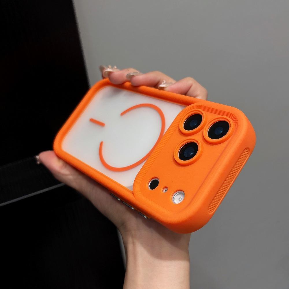 

For Magsafe Magnetic Fashion Phone Case For iPhone 14 13 12 15 16 17 Air Pro Max Plus Heat Dissipation Shockproof Cover Coque iPhone17 помаранчевий