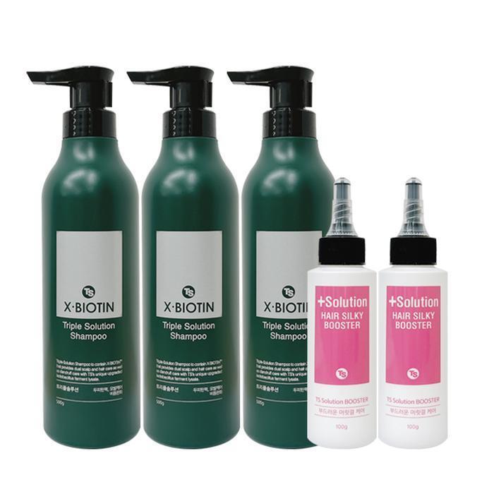TS X-Biotin Shampoo TS Home Shopping Triple Solution 500g x 3 + Silky Booster 100g x 2 (31021598)
