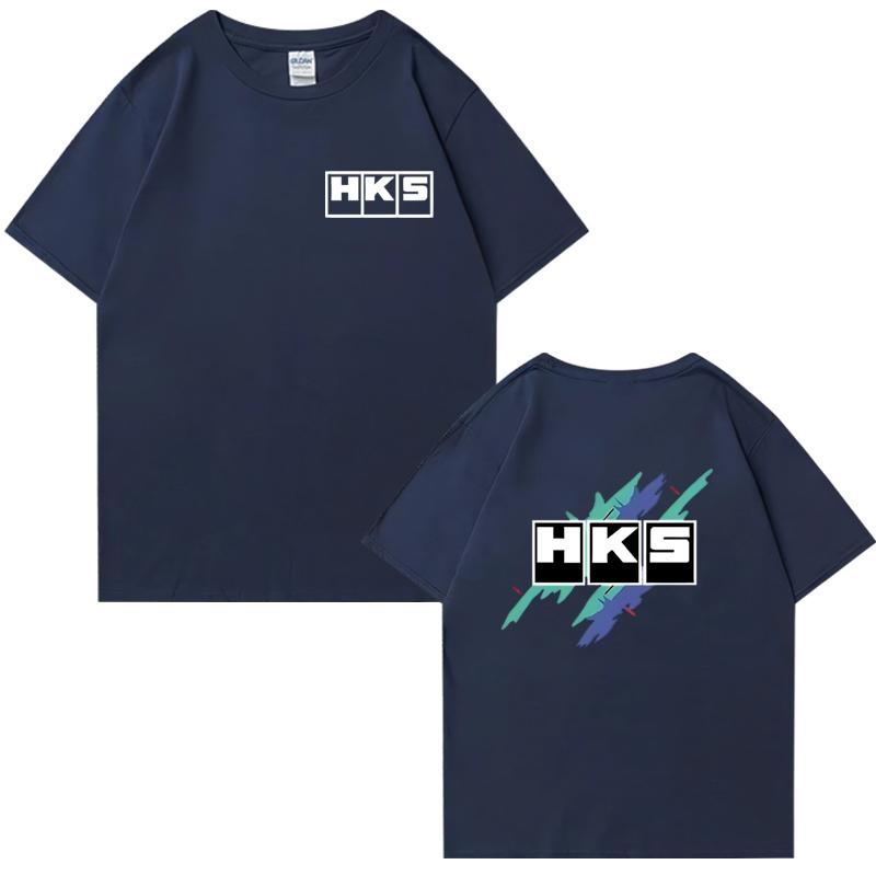 Japanese JDM Improved HKS Endless Car Graphic Short Sleeve T-shirts Cotton Men Women Oversized Tee Shirt Double Sided Unisex Top