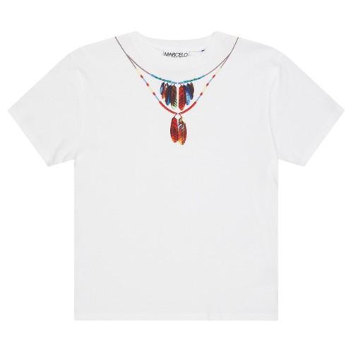 Marcelo Burlon Childrens/Kids Feather Necklace T-Shirt