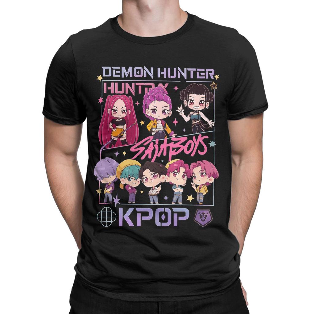 Saja Boys And Huntrix Girls Rumi Zoey Mira Kpop Demon Hunters T Shirt Summer Hip Hop T Shirts Men Cotton O Neck Oversize Clothes