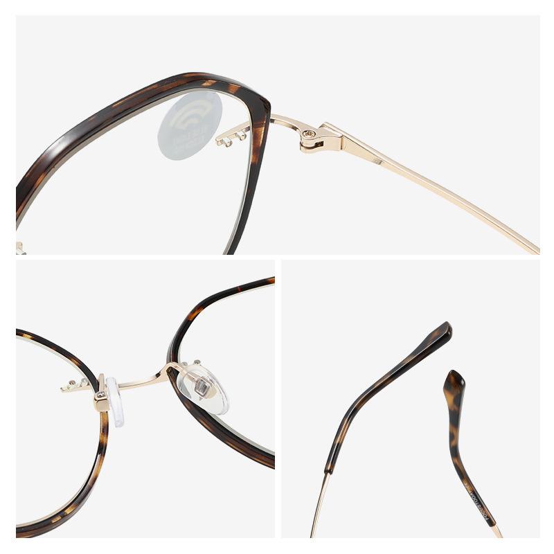 Large-frame Reading Glasses Large-frame Reading Glasses for Women with Myopia, Prescription Vintage Artistic Round Frame Bare Face Reading Glasses