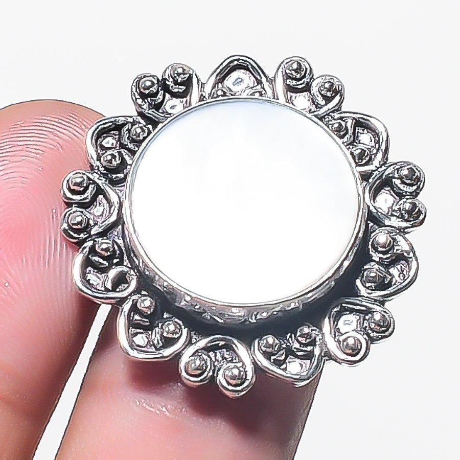 

Натуральный перламутровый драгоценный камень Ювелирное изделие из серебра 925 пробы Кольцо Размер 9 M1V83