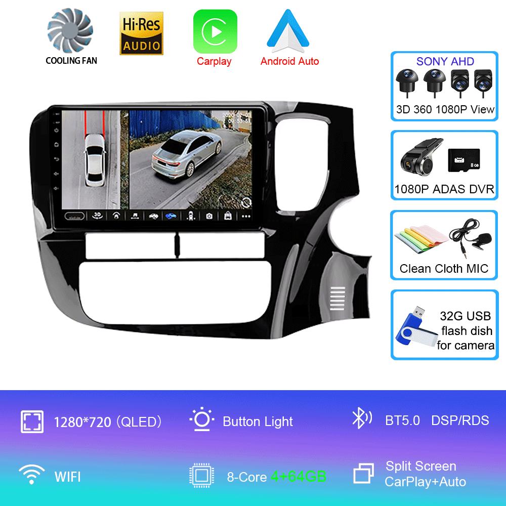 Car Radio Android 14 Carplay For Mitsubishi Outlander 3 GF0W GG0W 2012 2013- 2018 Navigation GPS Multimedia Player Stereo WiF+4G