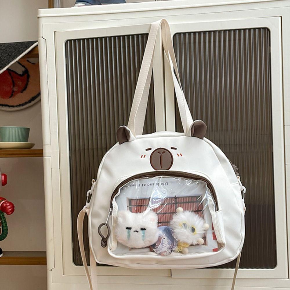 Japanese Style Transparent Itabag Harajuku Canvas Tote Bag Fashion Capybara Shoulder Bag Travel