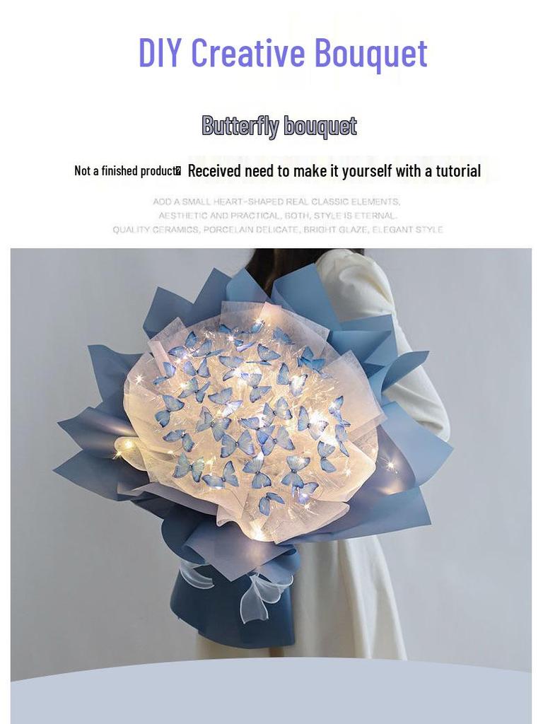 Cross-border Valentine's Day Butterfly Bouquet DIY Kit - Handmade Gift for Girls & Besties.