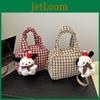 Cute Fresh Style Plaid Fabric Bag With Car Line Elements