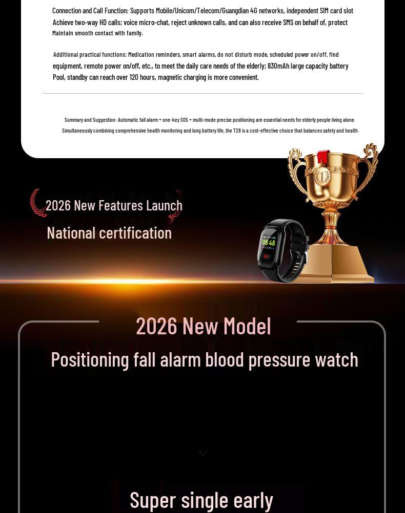 Elderly Smartwatch: GPS, 4G, Blood Pressure & Heart Rate Monitor