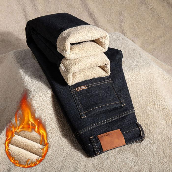 Men's Loose Fit Thickened Velvet Jeans - Plus Size for Fall/Winter