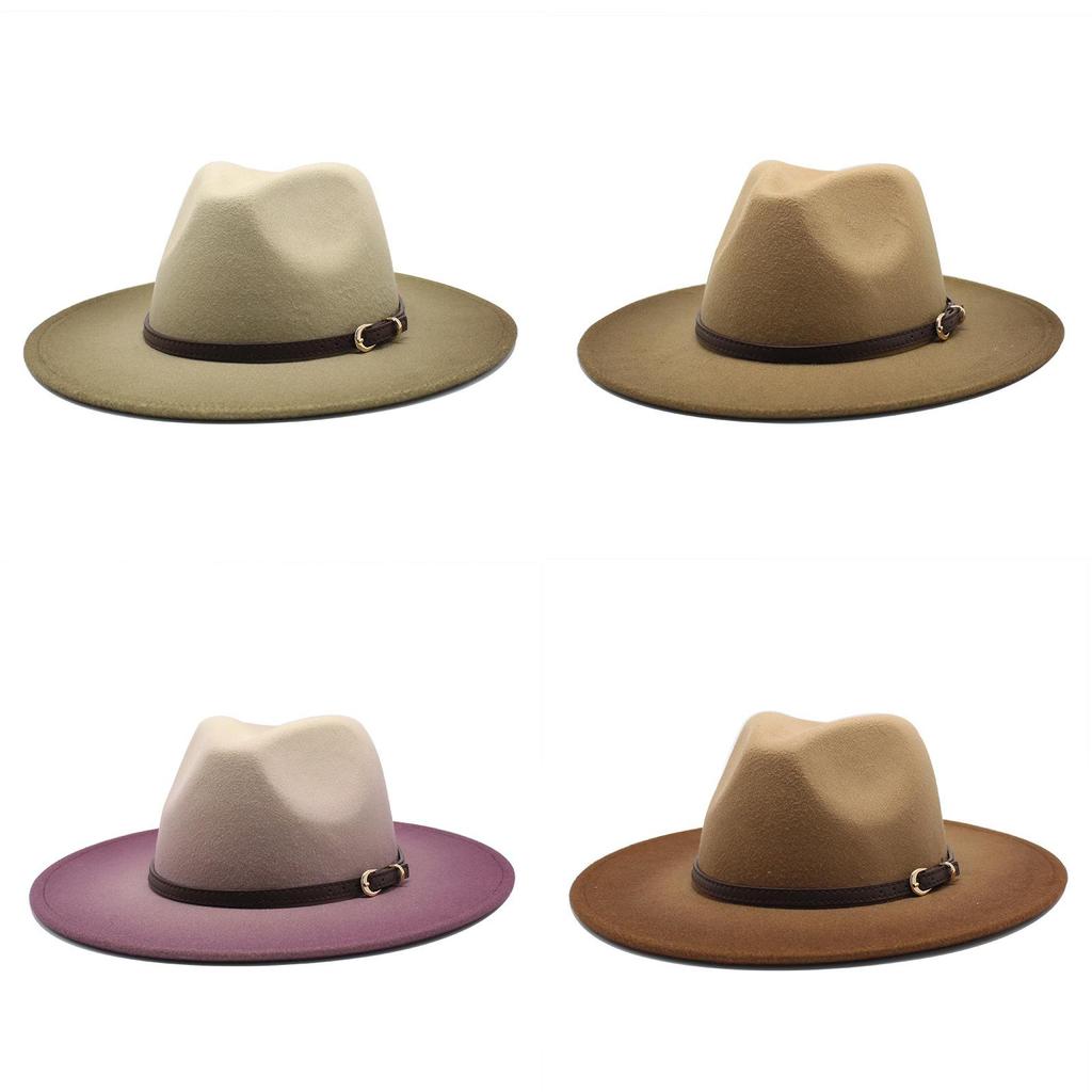 Jazz Style Unisex Felt Hat With Gradient Pattern For Fall Winter Fashion