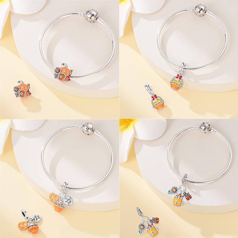 Autumn New Copper Brown Maple Leaf Pumpkin Bee Charms Bead Fit 3Mmoriginal Bracelets Diy Jewelry Warm Gift