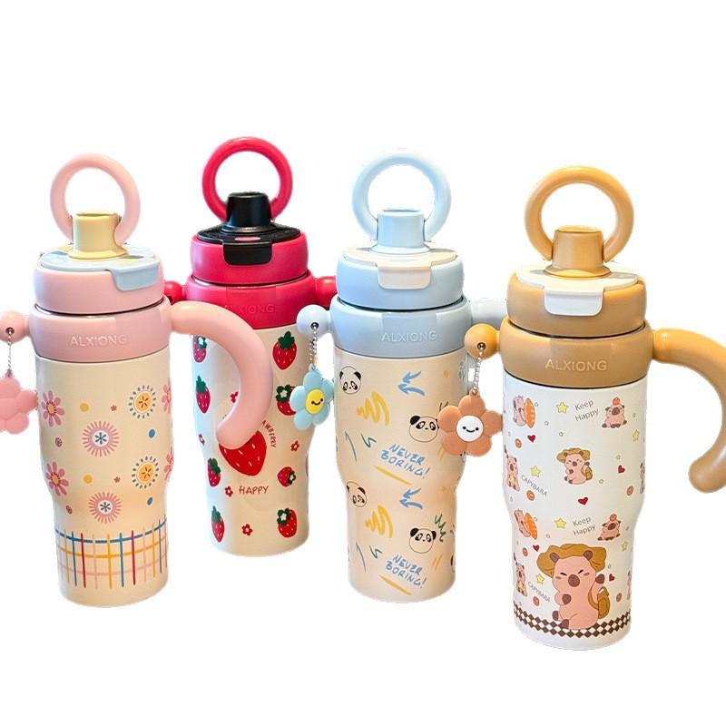 Big Mac thermos cup, large capacity water cup for women, new 2025 high-value ladies' straw office ice cup