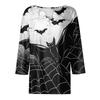 Women's Fashion Casual T-Shirt V-Neck Seven Sleeve  Printed Button Top