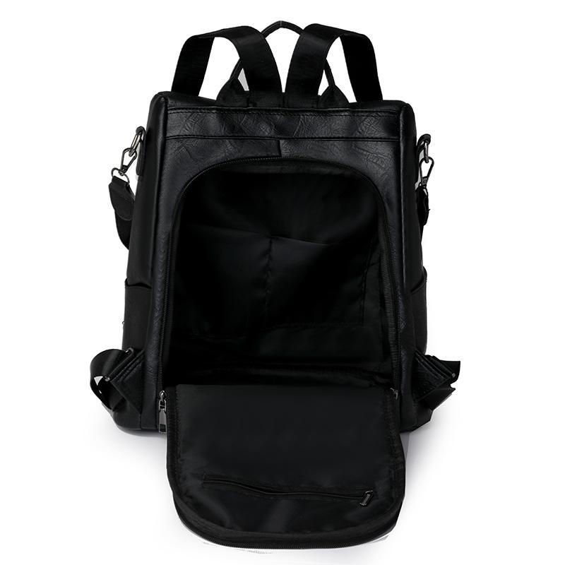 Large Capacity Travel Bag Women's Soft Leather Backpack Retro Commuter Backpack