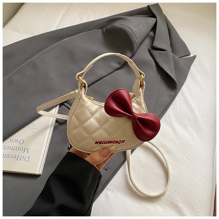 Mini Schleifen-Umhängetasche, Modisch, Schlicht und Stilvoll, Lässige rautenförmige Einzelschultertasche