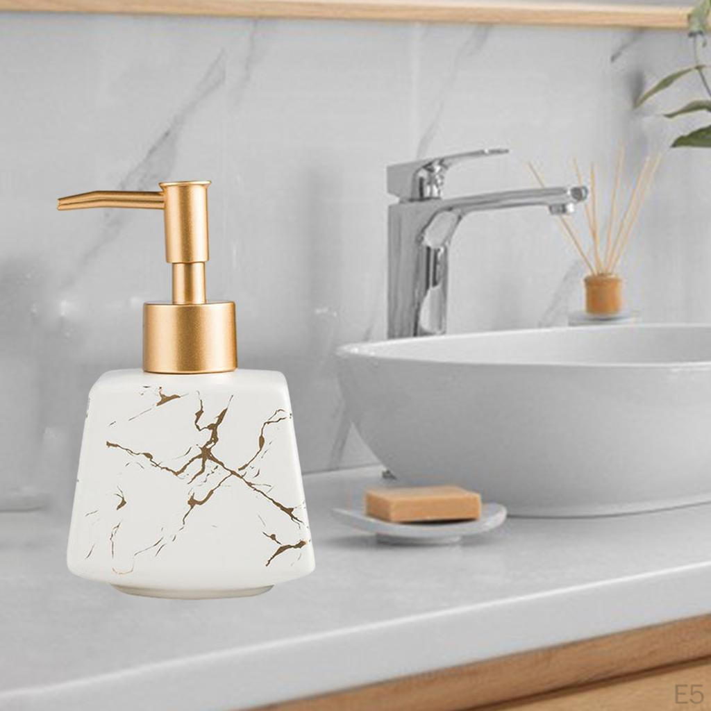 Bath Bathroom Accessories Ceramic Liquid Soap Dispenser 260ml Empty Pump Bottle Refillable