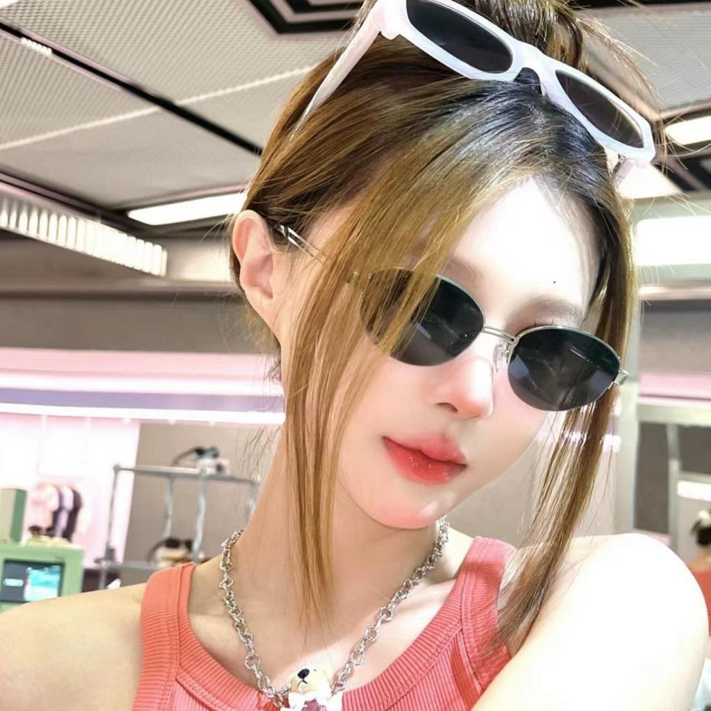 New metal sunglasses women's European and American retro hip-hop punk oval sunglasses men's UV-proof flat glasses