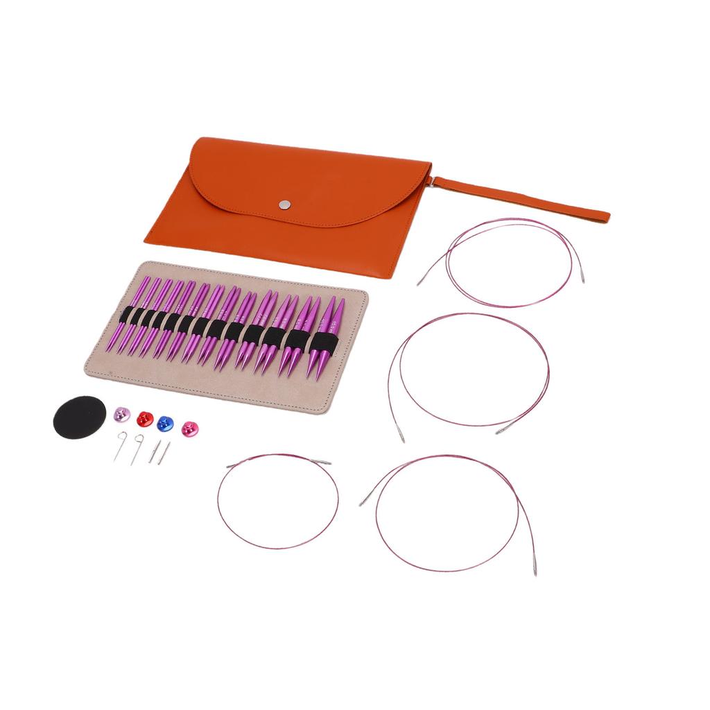 Circular Knitting Needle Set 13 Pairs 10cm Interchangeable Knitting Needles and 4 Flexible Cables for Home Travel