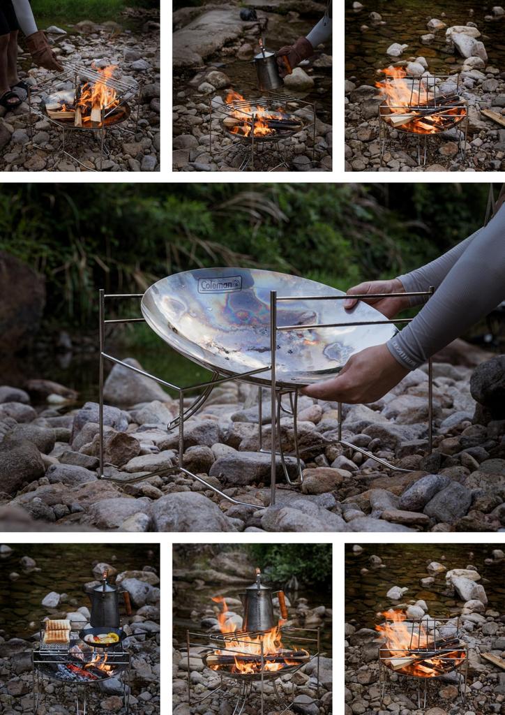 CAMPING MOON Fire Disc Stand, Campfire Pit, Camping Trivet, for Coleman 45cm Campfire Pit, FT-303-H
