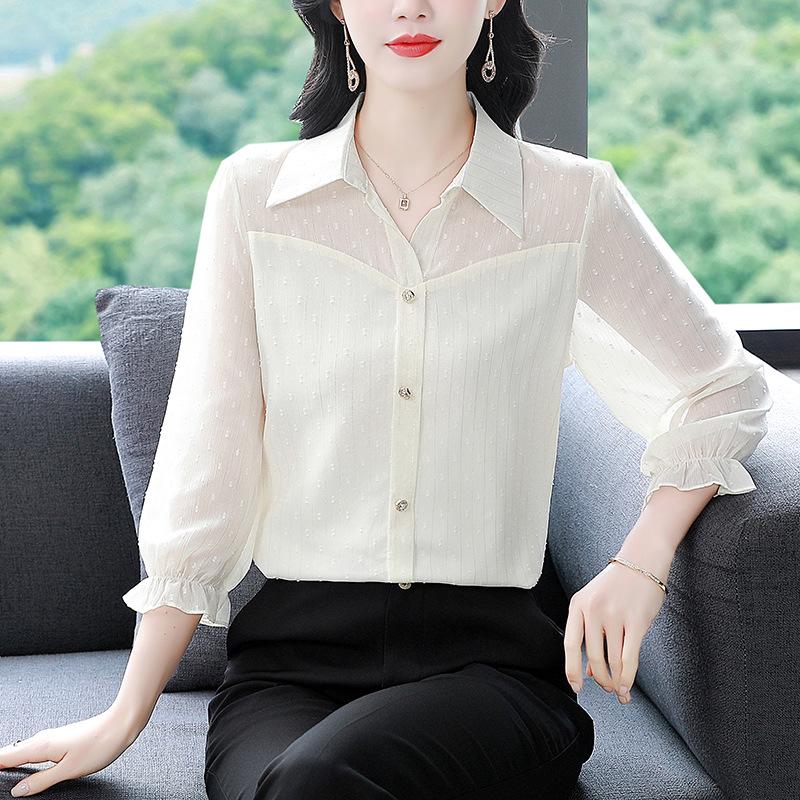 

2025 Summer Women s Korean-Style Chiffon Blouse: Trendy, Youthful, Versatile 2XL абрикосовий