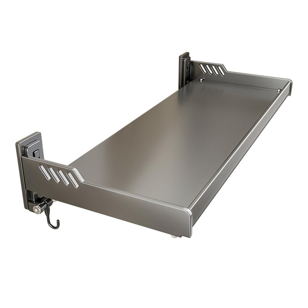 Veggmontert kjøkkenhylle Karbonstål Punchfri Multifunksjonell Flytende Hylle Hengende Krydderhylle