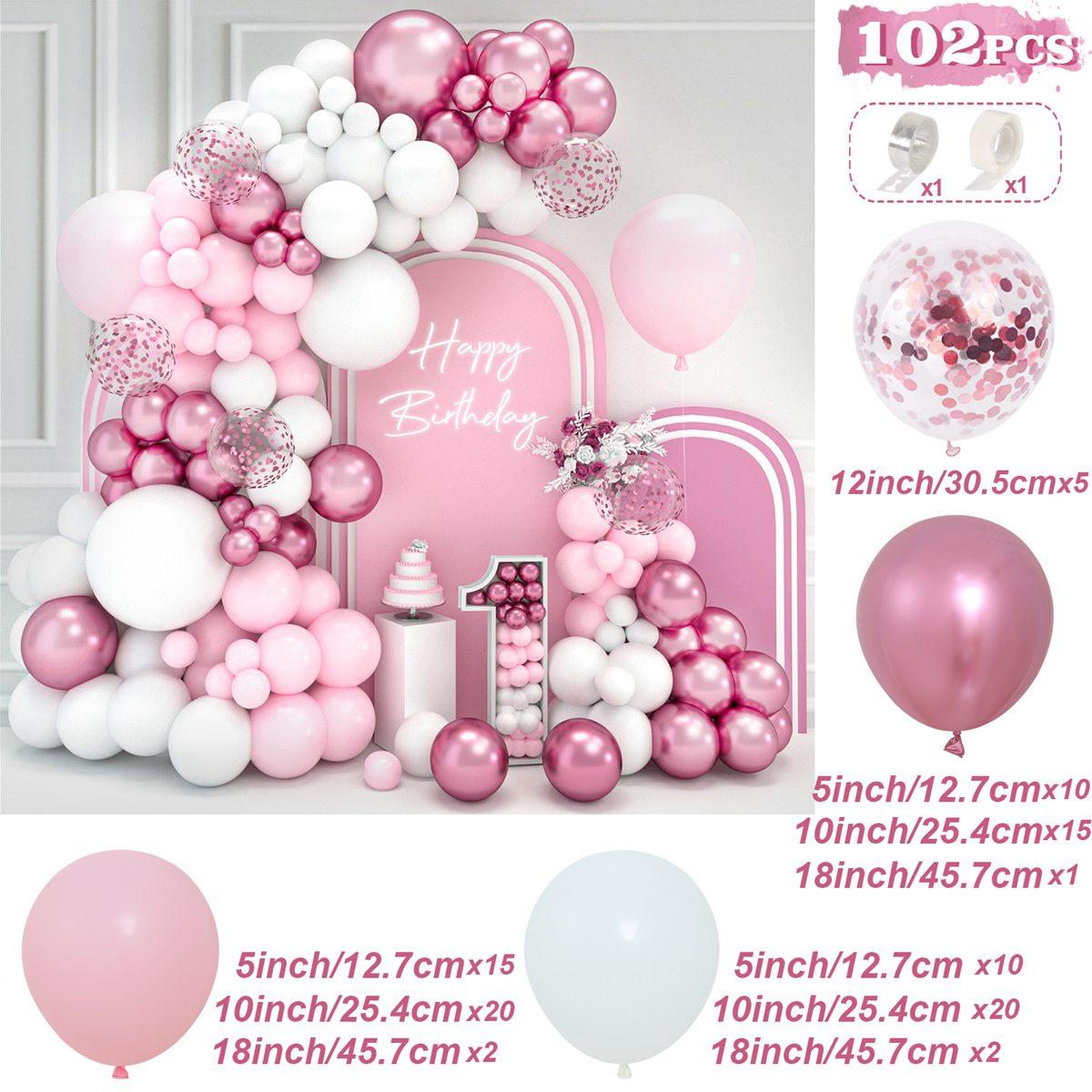 

Pink White Balloon Garland Arch Kit Happy Birthday Party Decoration Kids Girl Baby Shower Wedding Birthday Balloon Party Supplie Other