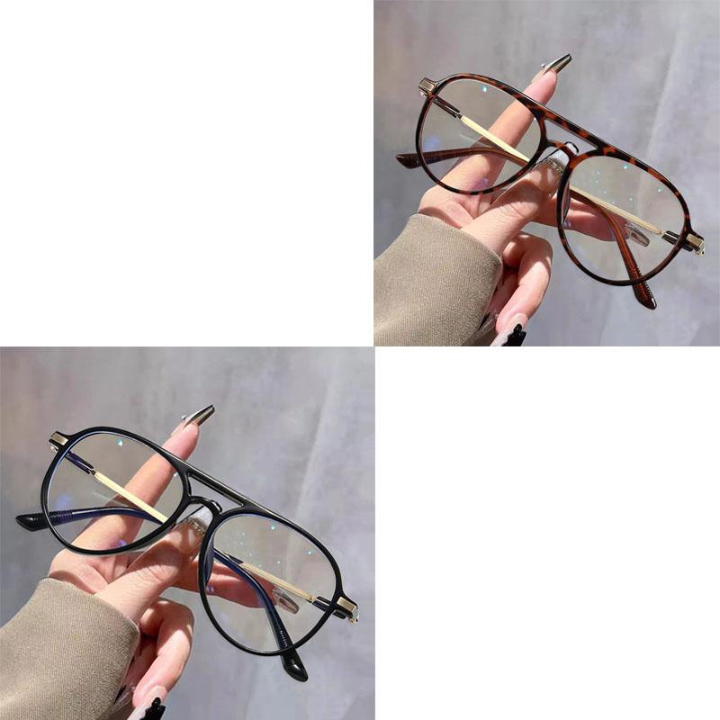 1/2PCS Retro Anti Blue Light Computer Glasses Double Bridge Frame Eyewear Women Men Trendy Fashionable Stylish Spectacles Ouclos