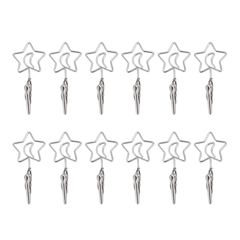 12Pcs Multi Shape Double Headed Memo Clip 70mm Silver Note Clips Metal Multifunctional Wire Picture Clip Hanging Photo