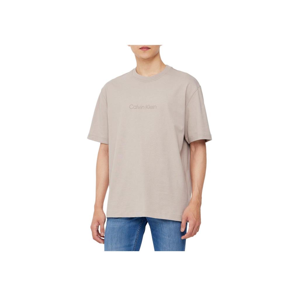 Calvin Klein Loose Solid Color Round Neck Short Sleeve T-Shirt Men Tops Light-Gray 40HM228K6B