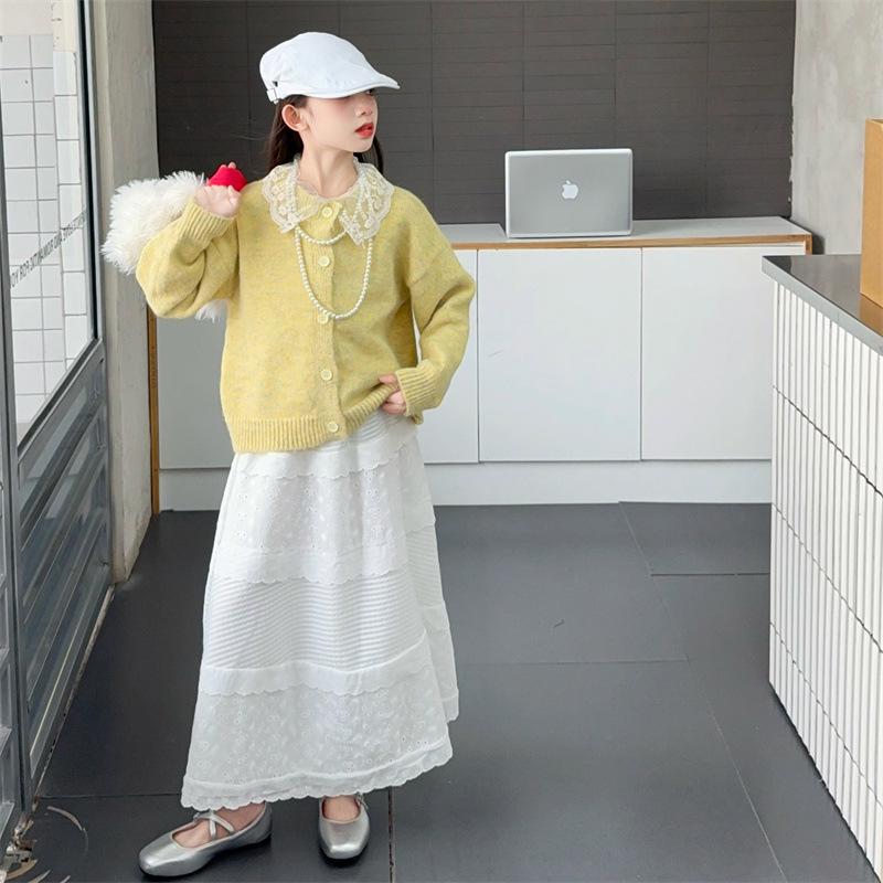 Herbst 2025 Mädchen Modischer Pullovermantel im koreanischen Stil - Stilvolles Outfit für große Kinder