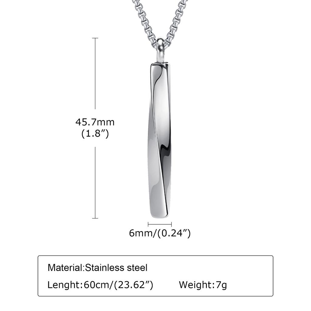 Vnox Stainless Steel Mobius Bar Pendant Necklaces for Men,Simple Cremation Ashes Urn Jewelry,Memorial Keepsake Collar Gifts