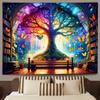 Fantasy Library Tapestry Mysterious Tree Magic Bookshelf Tapestries Classroom Flannel Witchy Fairytale Tree Butterfly Vintage