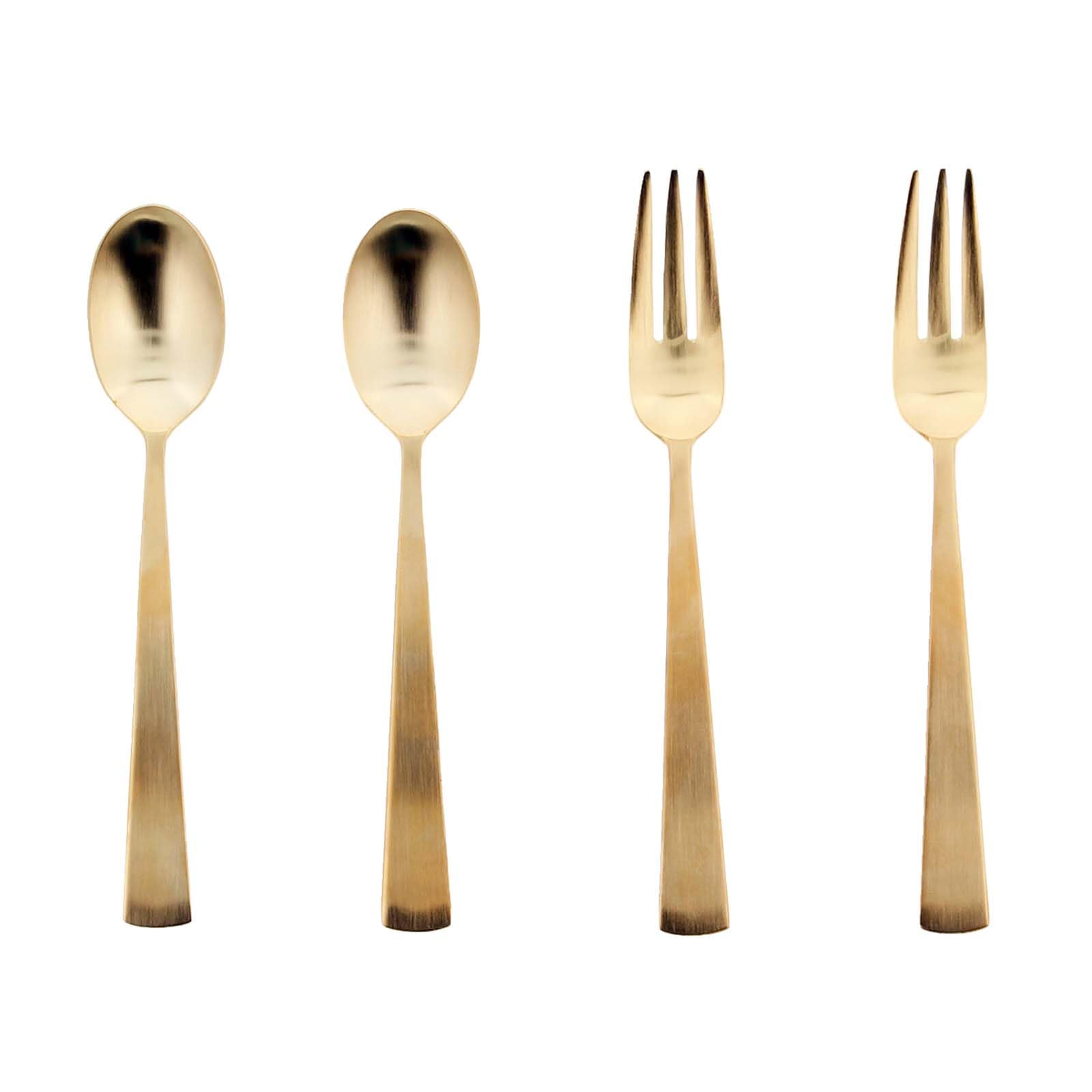 

Blanche Associé Cutlery Set DAN Teaspoon & Cake Fork Gold with Vase-Shaped Fork and Curved Spoon, Boxed, Gift, Made in Japan, Z360