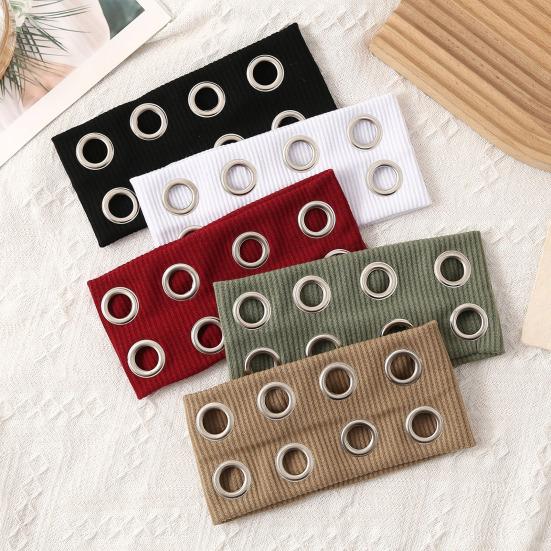 Fascia per Capelli da Donna Colore Puro Decorazioni con Fori Metallici Larga Fascia per Capelli Fascia per la Testa Casual da Palestra Accessorio per Capelli Elastico