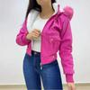 Giacca da Donna Streetwear Corta da Lavoro con Cappuccio Casual Zip Tasca Foderata Ispessimento Cappotti Autunno Inverno