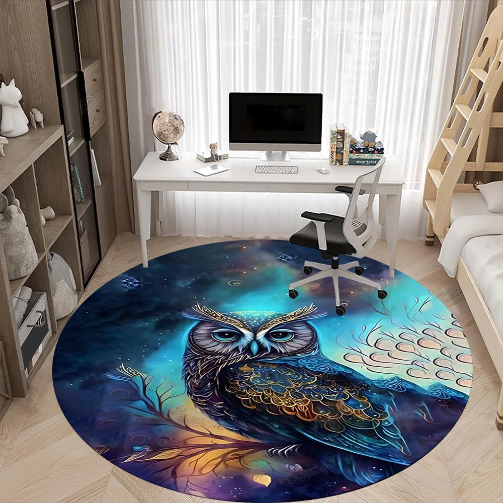 1pc Fantasy Owl Artwork Chair Carpet for Office, Non-slip, Soft and Durable Office Rug for  Decoration, Perfect for Office yy251229180