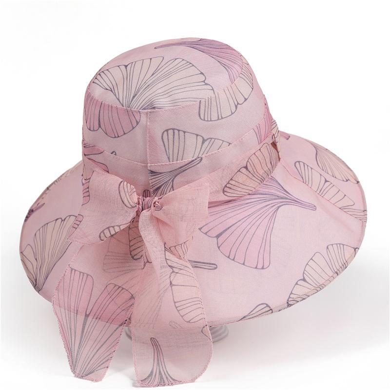 Summer Outing Sunscreen Mother Bucket Hat Thin Breathable Elegant Ladies Sun Hat Beach Sun Hat Foldable