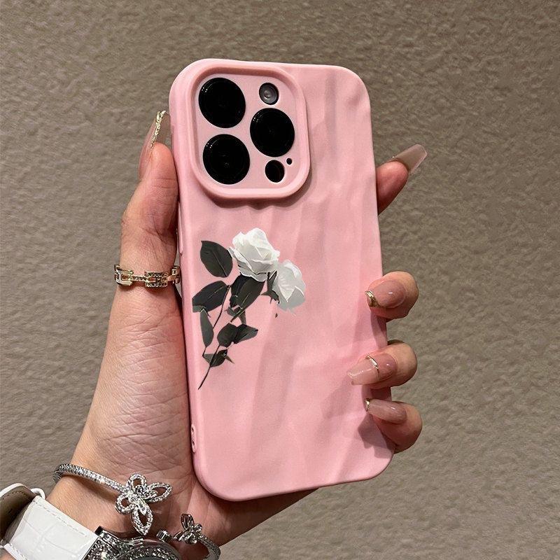 The New Pleats Are Suitable for Iphone17pro Mobile Phone Case Apple 15 Three-dimensional 14 White Flower 13promax Japan and Korea 16x.