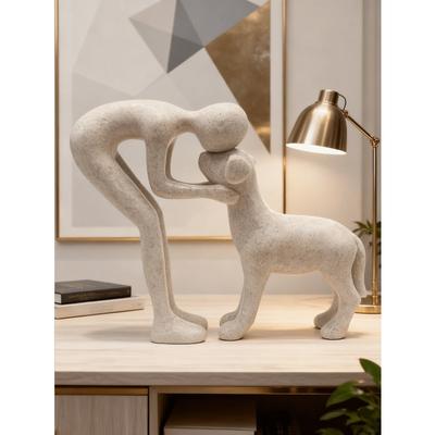 Hundeskulptur für Heimdekoration, Niedliche Mann- und Hundestatue für Büro, Wohnzimmer, Schlafzimmer, Zuhause, Gedenkgeschenke für Tierliebhaber, Raumdekoration, Heimdekoration